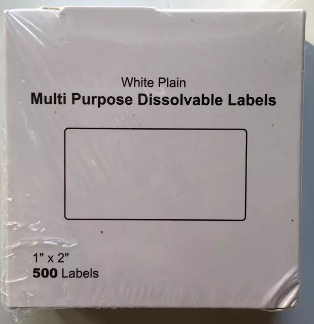 Liked White Multi Purpose Dissolvable Labels 1" x 2" 500 labels