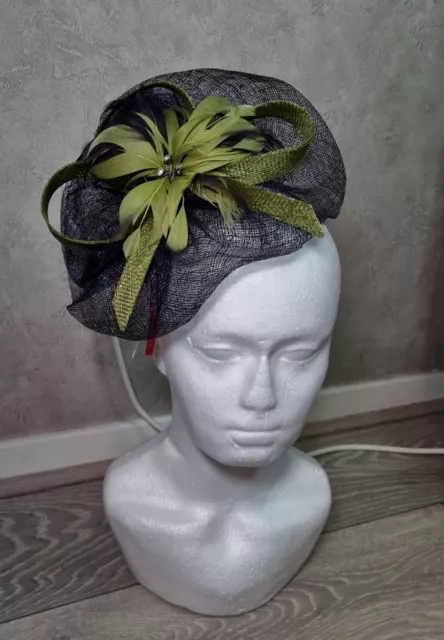 JACQUES VERT fascinator Green & Navy Blue NEW BNWT wedding Mother Of The Bride