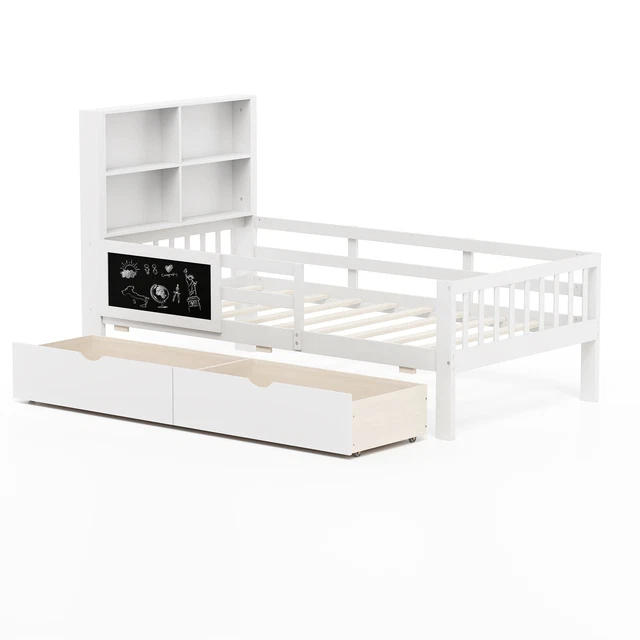 SINGLE SIZE SOLID Wood Platform Bed w/ 2 Storage Drawers £237.55 ...