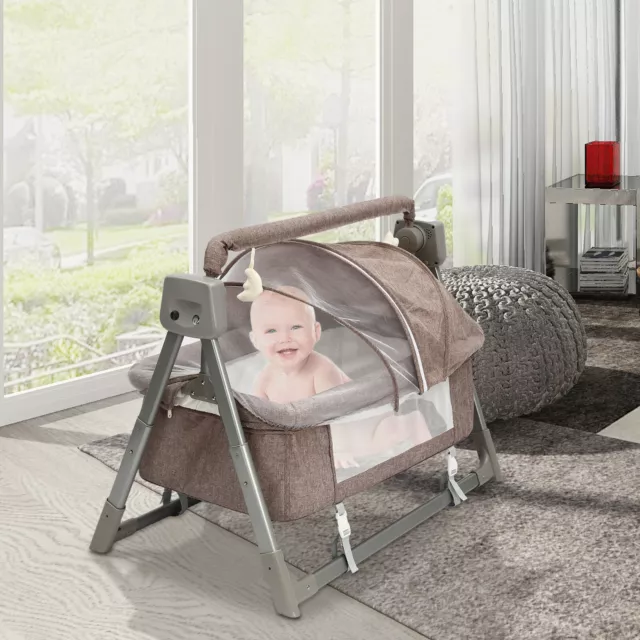 Portable Electric Baby Swing Cradle Bassinet Rocking Crib Infant Bed Cradle New