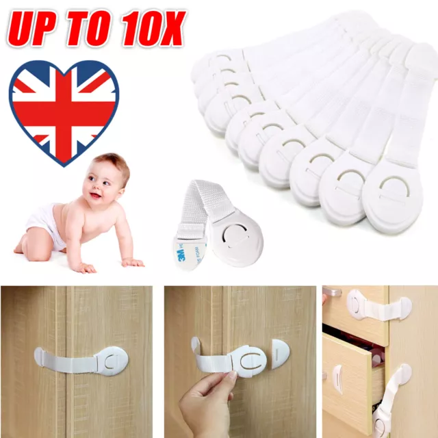 1/5/10x Safety Baby Kid Child Lock Proof Cabinet Cupboard Drawer Fridge Pet Door