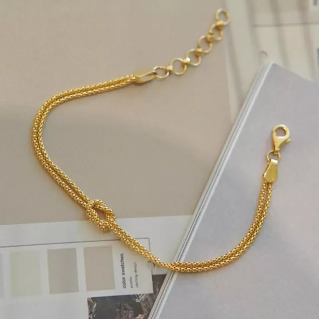 Authentic 18K Solid Gold Braided Knot Chain Bracelet Elegant Beautiful Jewelry