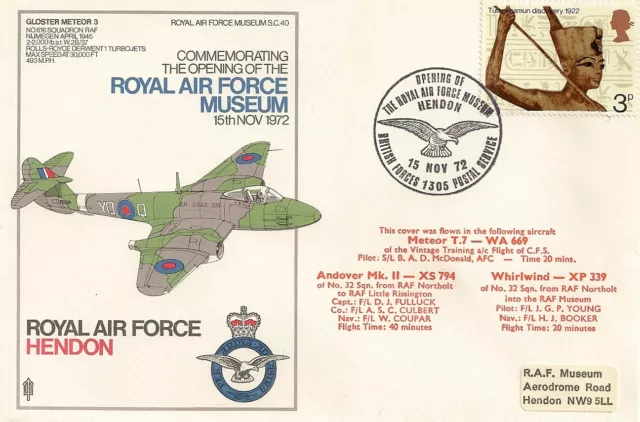 Lettre Aviation Royal Air Force Hendon 1972