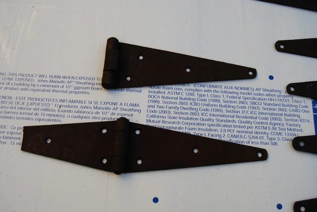 Lot of Old Large Rusty Barn Door Shed Strap Hinges - 5 full, 2 1/2 hinges 5