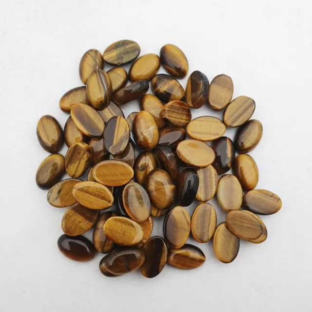 Natural Tigers Eye Loose Oval Cabochons Gemstone Lot 28 Pcs 8x12 MM 102 CT 2