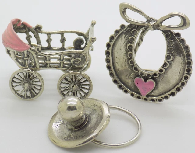 Vintage IN Argento Massiccio Italiano Fatto a Mano " È Bambina " Neonato