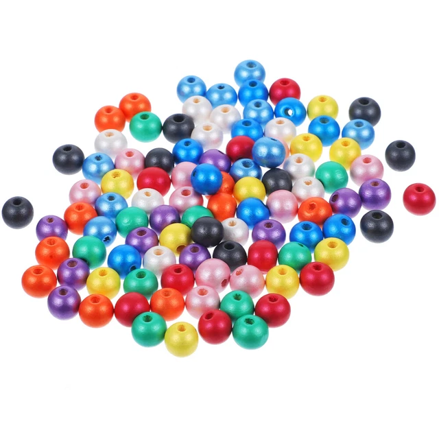 100 Pcs Candy Colored Wooden Beads Kid Ornaments Round Wooden Beads