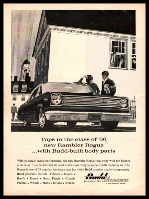 1966 American Rambler Rougue Budd Automotive Parts Detroit Michigan AMC Print Ad