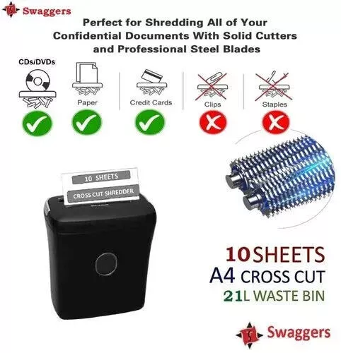 10 Sheet Heavy Duty Paper Shredder for Office