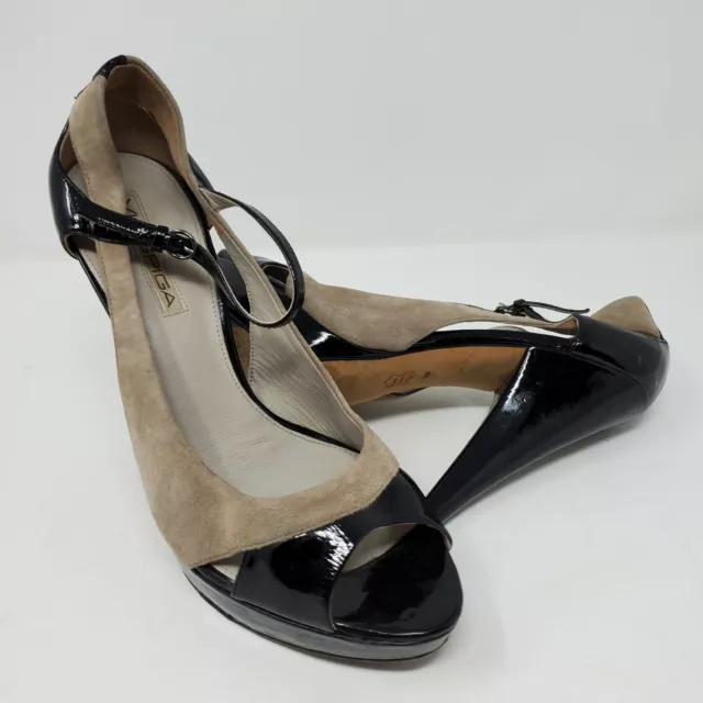 Via Spiga Womens 9M Heels Ankle Strap Suede Leather Shoes Pumps