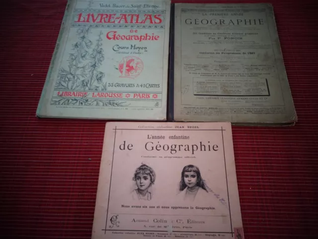 LOT DE LIVRE ANCIEN D'ECOLE , SCOLAIRE ILLUSTRE GEOGRAPHIE , MAP MONDE ( réf 76