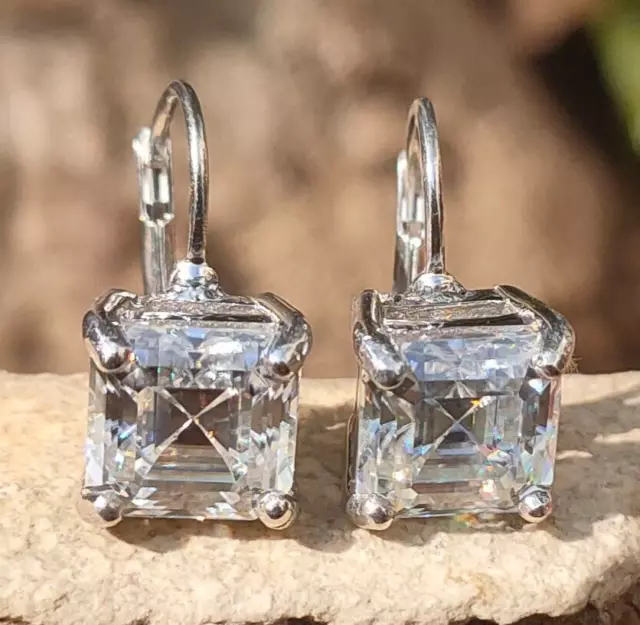 RARE Certified 6.60 Ct White Diamond Solitaire Earrings, 925 Silver -Great Shine