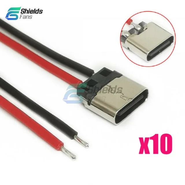10PCS USB Type-C 2P Welding Wire Female Connector Cable For Cell Phone Charging