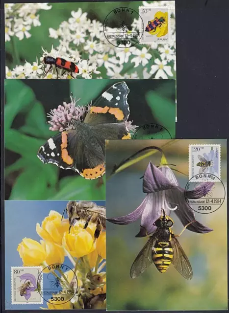 GERMANY 1984 INSECTS / FLOWERS x4 CART MAXIMUM BUTTERFLIES