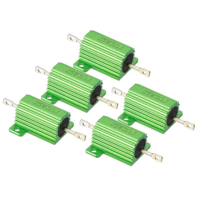 QUARKZMAN 3 Stück 25W 3Ω 5% Aluminium-Widerstand – Drahtgewickelt, Schraubmontage, Gold – Für Elektronik & Industrie