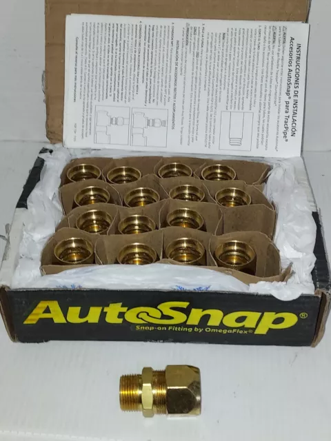 New BOX of 16 TracPipe AutoSnap FGP-SFST-750 3/4" NPT Male Straight Snap Fitting