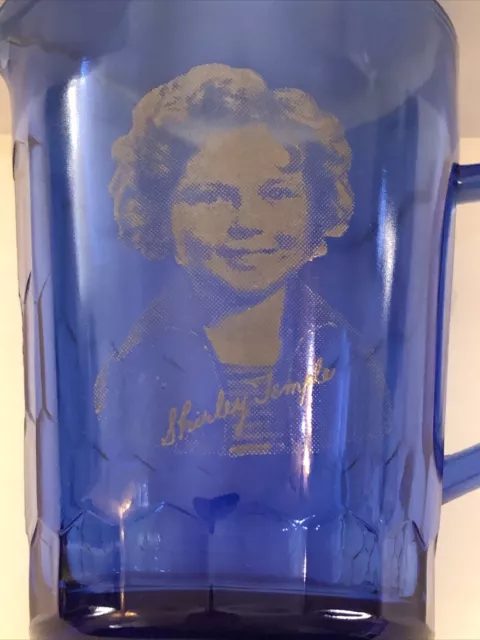 True Vintage Hazel Atlas Glass Shirley Temple Cobalt Blue Milk Pitcher