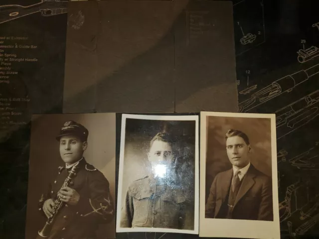 WWI Set of 3 Pictures  Uniformed, Musician, Civilian Clothes SEE DESC