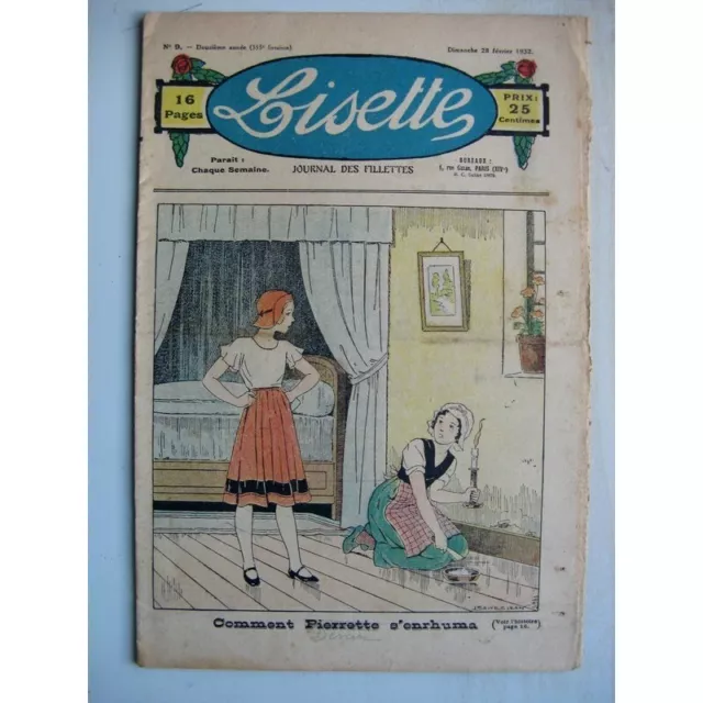 LISETTE N°9 (28 février 1932) Pierrette s'enrhuma (Louis Maîtrejean) Noëlle e...