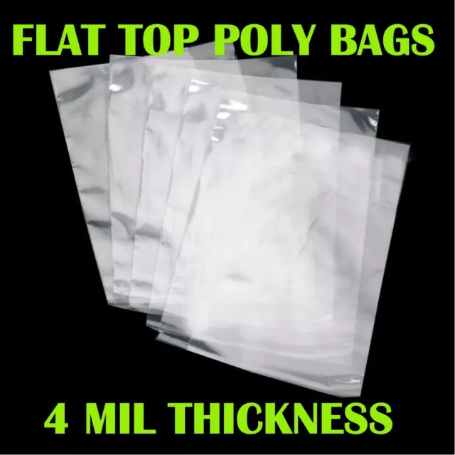 100 Any Size 4Mil Flat Open Top Clear Poly Bags Plastic Packaging Package LDPE