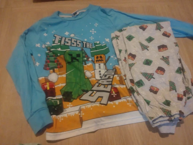 Minecraft Boys Creeper Snow Golem Christmas Pyjama Set - Age 9-10 Years Matalan