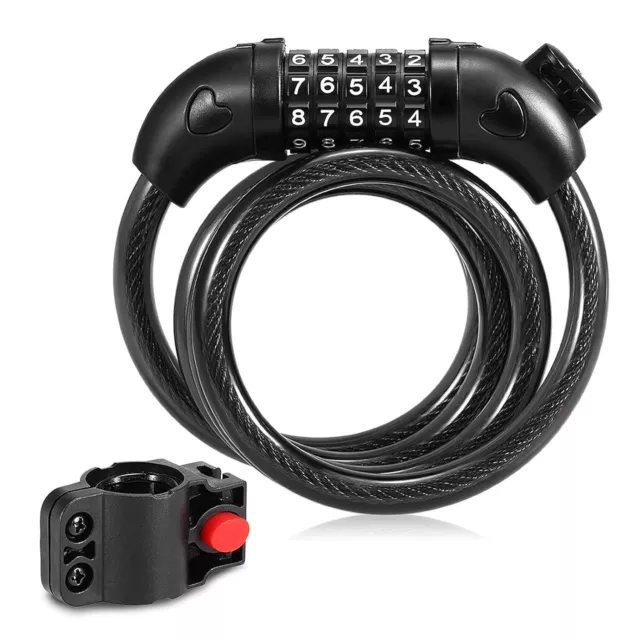 Bike Lock High Security 5 Digit Resettable Combination Coiling Cable Lock Best
