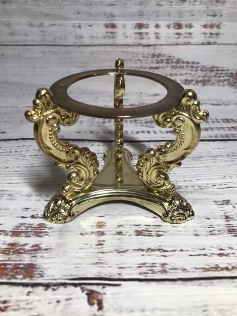 Godinger Silver Art Co Gold and Brass Stand Float Orb Candle Holder Vintage