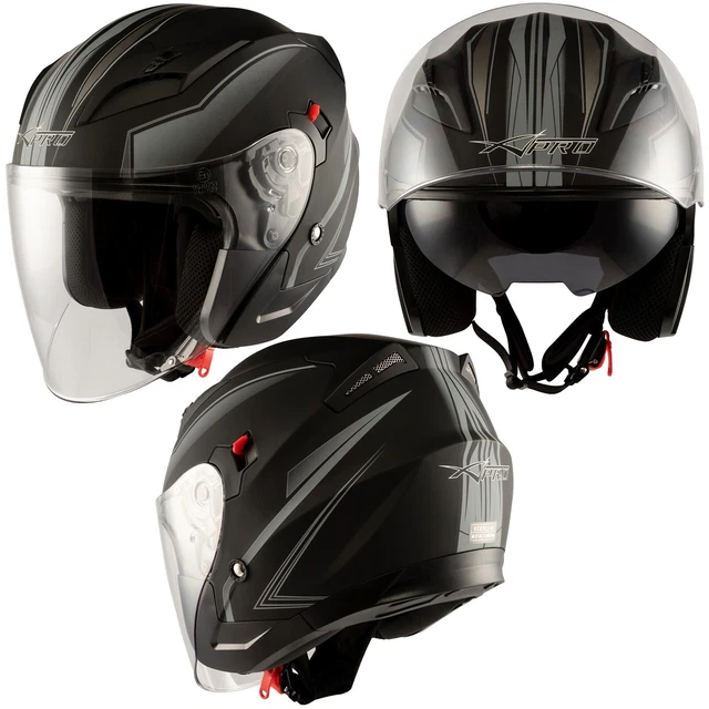 CASQUE DOUBLE VISIÈRE Approuvé Ece Noir Mat Pour Moto Scooter Jet Jfm