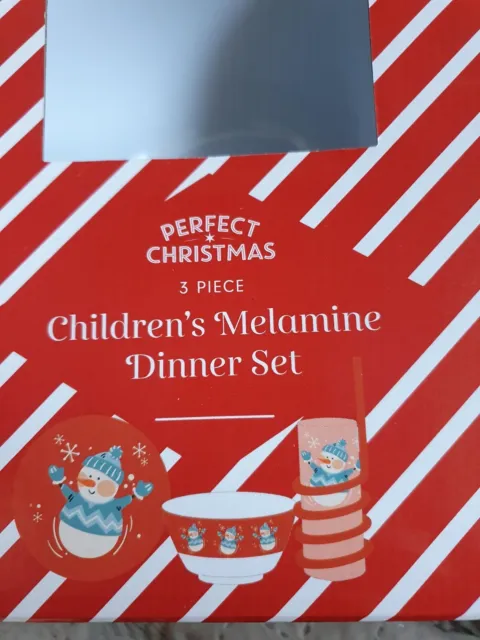 Set Da Cena Pupazzo Di Neve Per Bambini Melamine Perfetto Natale Nuovo Di Zecca In Scatola