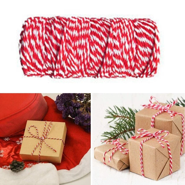 100 m cordon à cordes rouge et blanc pour emballage cadeau