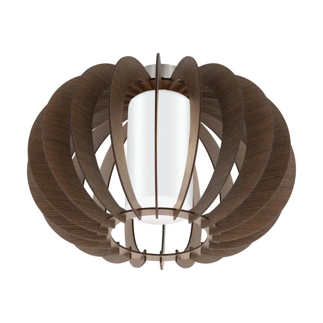 Plafón Moderna de Madera 1 Luz Marrón Con Vidrio GL1546