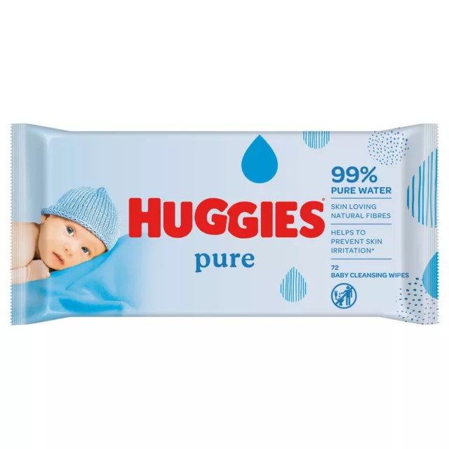 72 Pack Huggies Pure Baby Cleansing Wipes