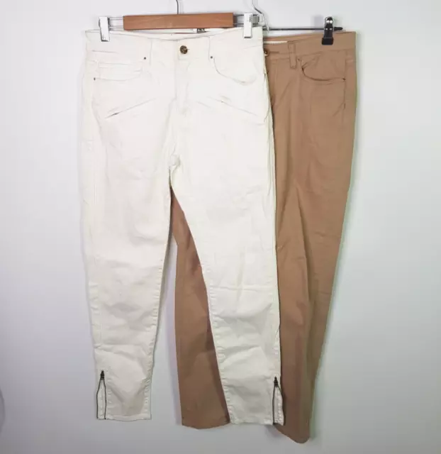 Country Road Chino Pants 2 Pack Womens Size 6 White Beige Slim Straight Casual