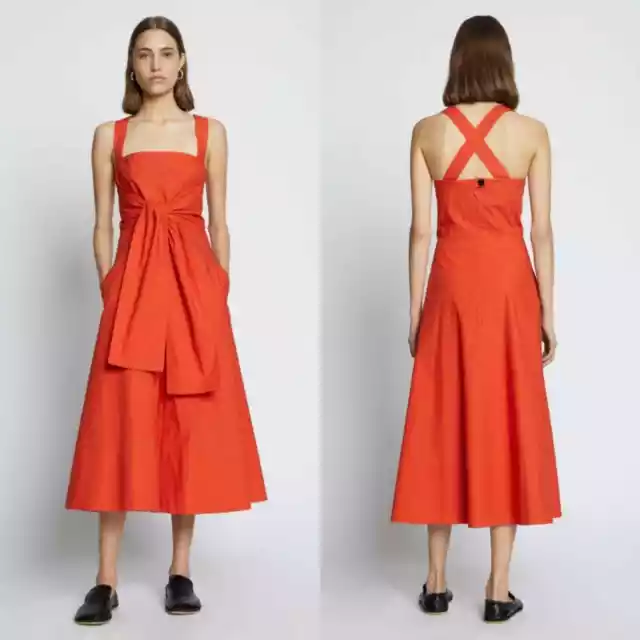 Proenza Schouler White Label Womens Dress Red Orange The Poplin Apron Size 0