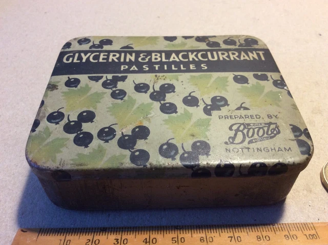 Vintage Large Boots *Glycerin And Blackcurrant Pastilles * -Pocket Tin.