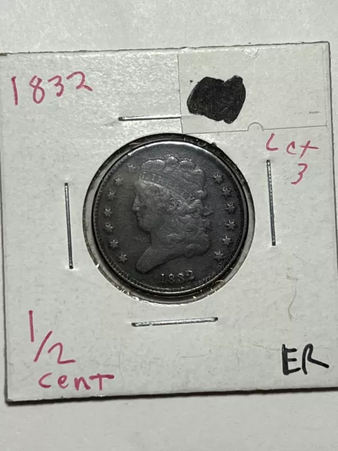 1832 Classic Head Half Cent F/VF Great Detail