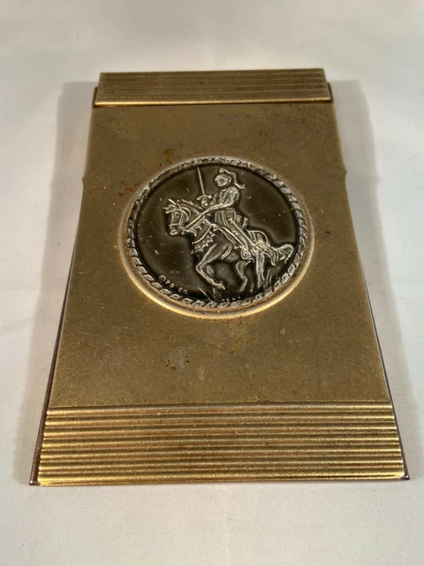VTG Park Sherman Brass Desktop Notepad Holder wth Horse Soldier