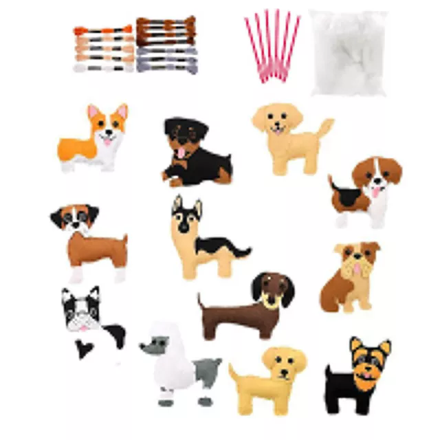 12 pcs Puppy Craft Kit Felt Sew Set Educational Nursery Sewing for Beginners Kid