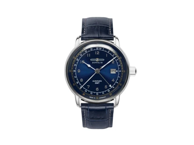 Reloj Automático Zeppelin LZ 129 Hindenburg, Azul, 42 mm, GMT, 7668-3