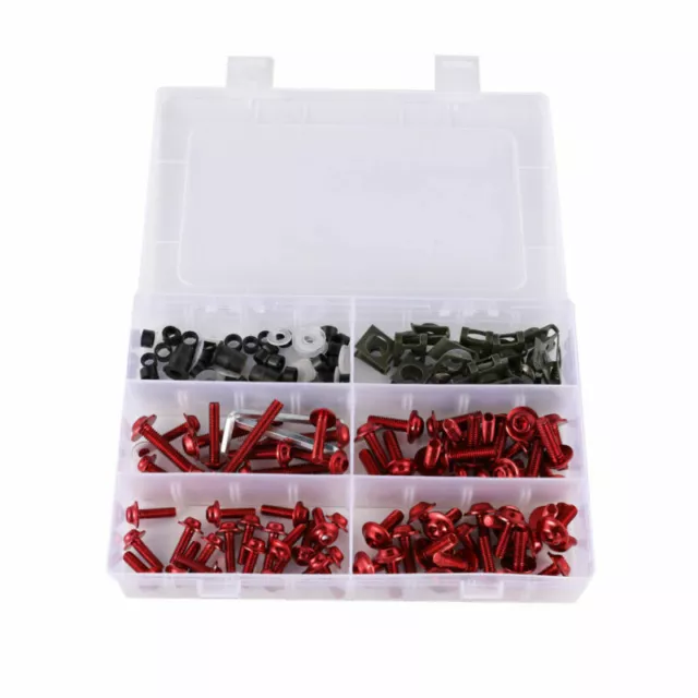 177PCS Motorcycle Red Windscreen Fairing Bolts Kit Fastener Clips Screws EE