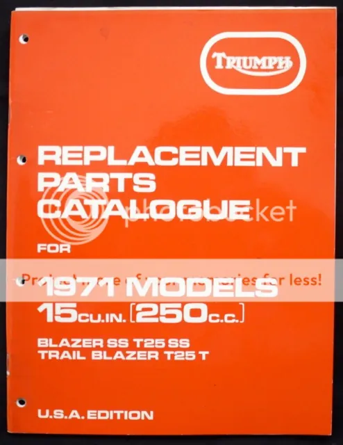 Triumph Range Illus Replacement M/C Parts Catalogue 1970 #99-0929 (Usa)