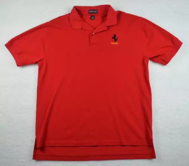 Vintage Ferrari Red Short Sleeve Polo Shirt Size XL Made in USA