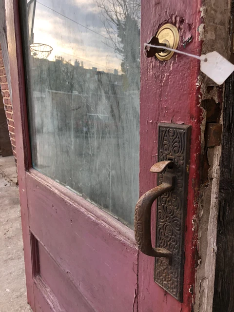 36x89" Antique Storefront Door with Original Eastlake Hardware, 2 1/8" thick 6