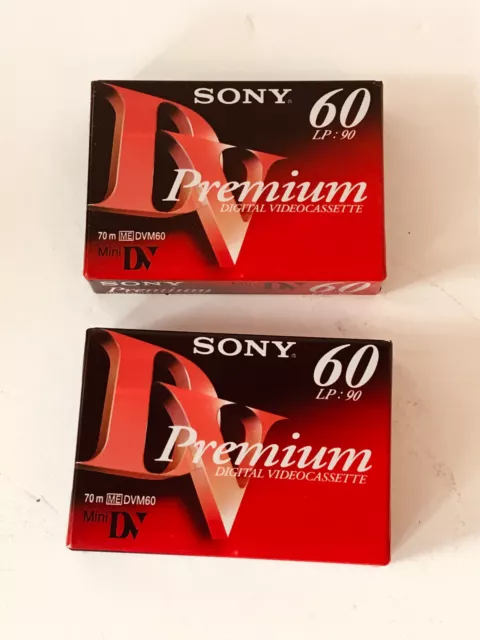 Sony Mini Digital Video Cassette  DV Premium 60 New Sealed x 2 New (JV)