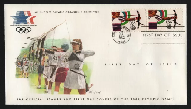 #2050 13c Archery, LA Olympic Committee w/ Insert 4-1/2x8 *ANY 5=FREE SHIPPING**