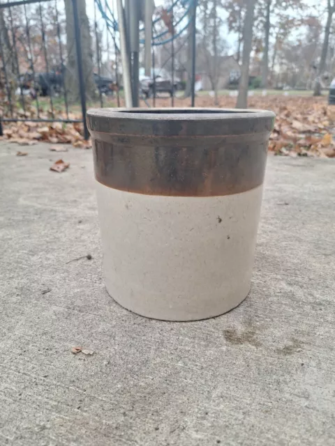 Vintage 2 Tone One Gallon Stoneware Crock