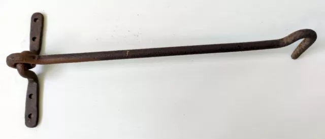 Grande Gancho Colgador Puerta Hierro Forjar Herramienta Arte Popular Antiguo