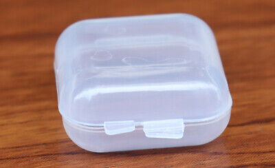50Pcs Mini Clear Plastic Small Box Hook Jewelry Earplugs Container Storage