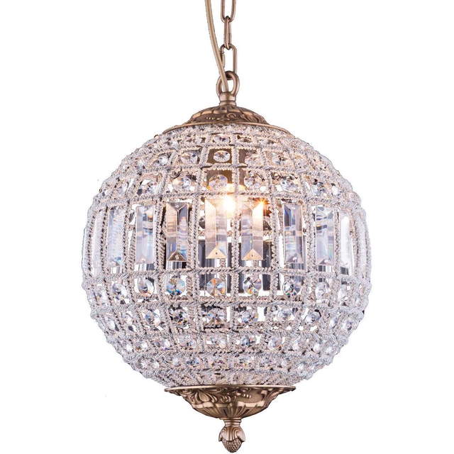 Crystal Chandelier French Gold Sphere Globe Dining Room Lighting 1 Light 18.5"