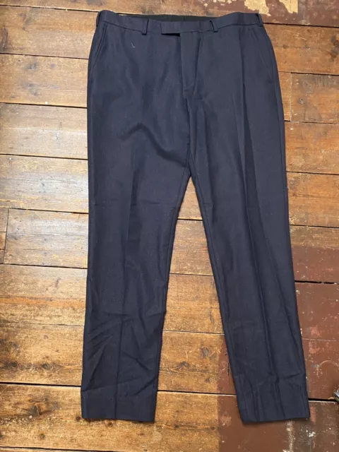 Jaeger Mens Wool Trousers Size 36r Slim Fit Navy Smart Occasion